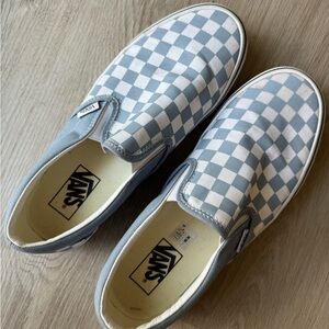Vans Blue and White Checkered Slip-Ons